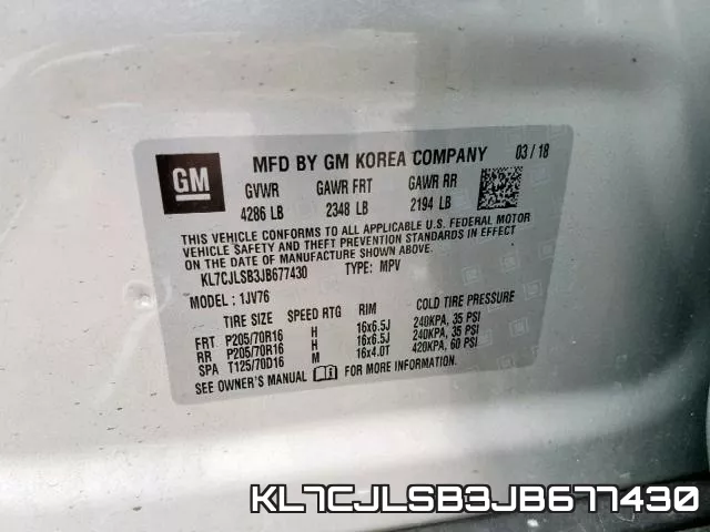 KL7CJLSB3JB677430 фото 2