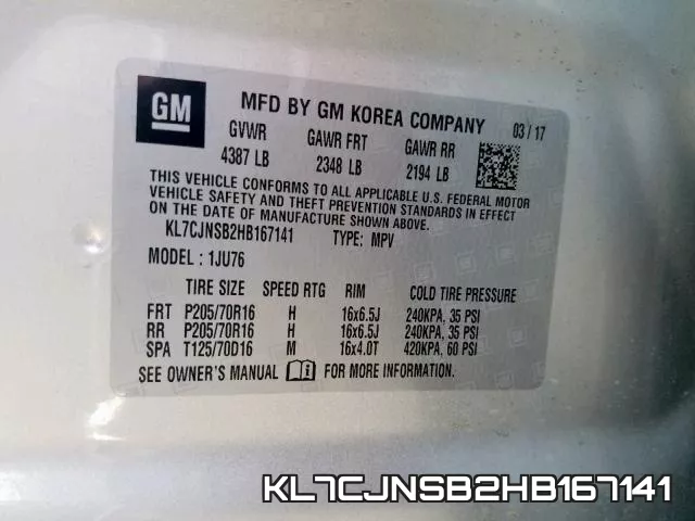 KL7CJNSB2HB167141 фото 2