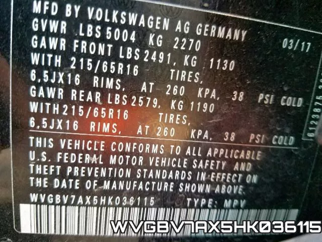 WVGBV7AX5HK036115 фото 2