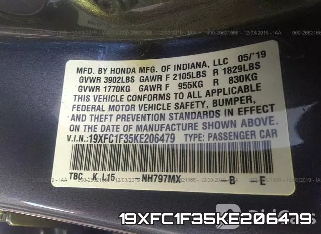 19XFC1F35KE206479 фото 9