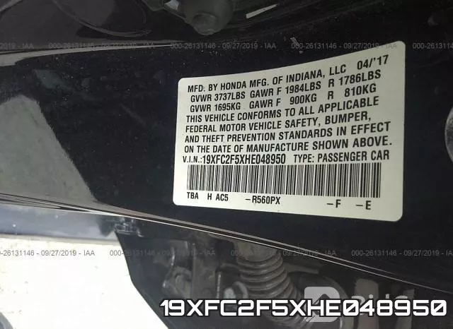 19XFC2F5XHE048950 фото 7