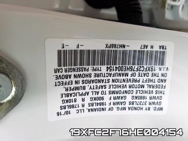 19XFC2F76HE004154 фото 2