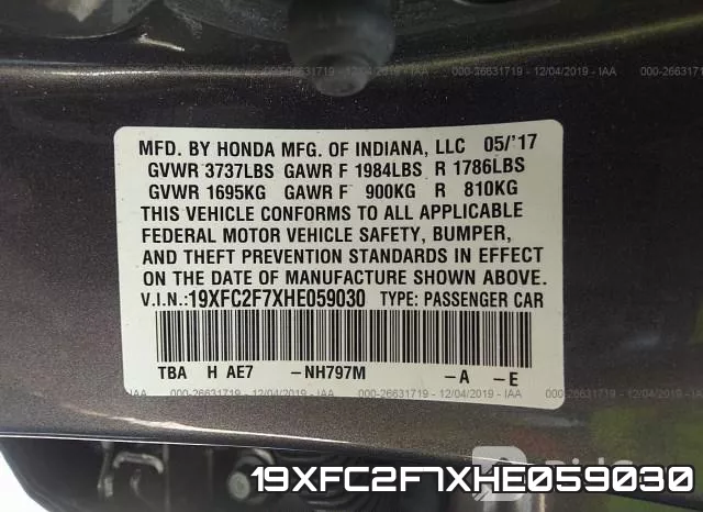 19XFC2F7XHE059030 фото 9