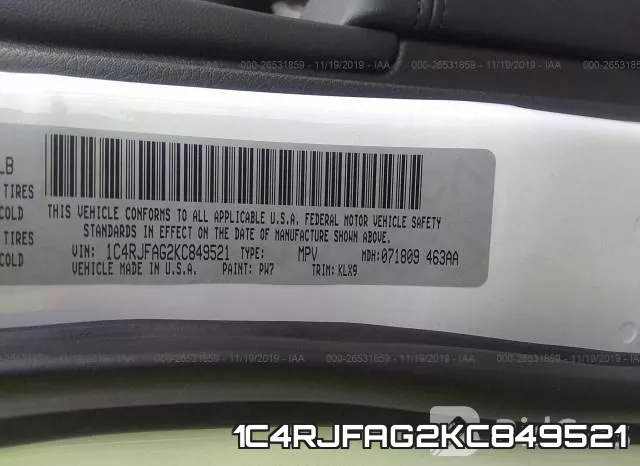 1C4RJFAG2KC849521 фото 7