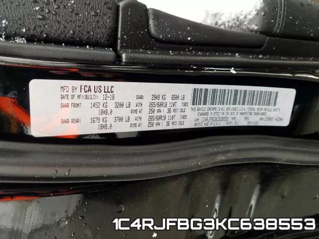 1C4RJFBG3KC638553 фото 2
