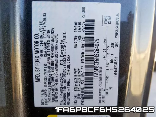1FA6P8CF6H5264025 фото 2
