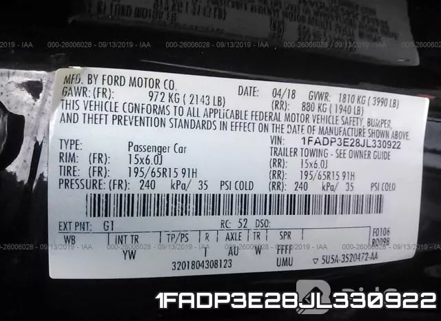 1FADP3E28JL330922 фото 8