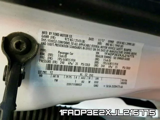1FADP3E2XJL216775 фото 2