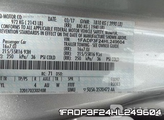 1FADP3F24HL249604 фото 8
