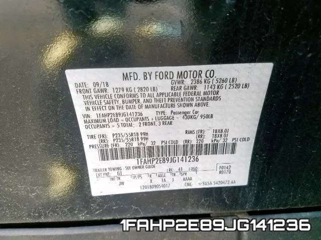1FAHP2E89JG141236 фото 2