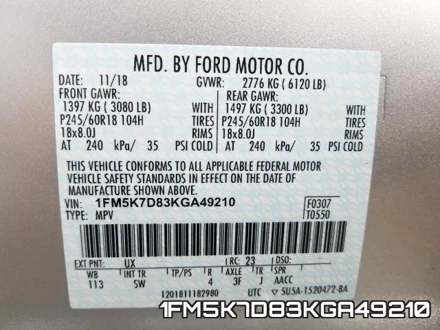 1FM5K7D83KGA49210 фото 2