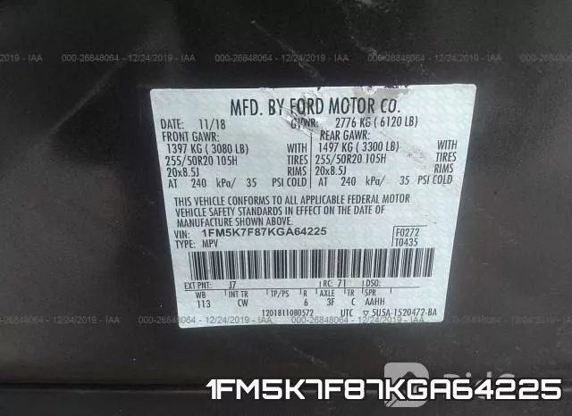 1FM5K7F87KGA64225 фото 10