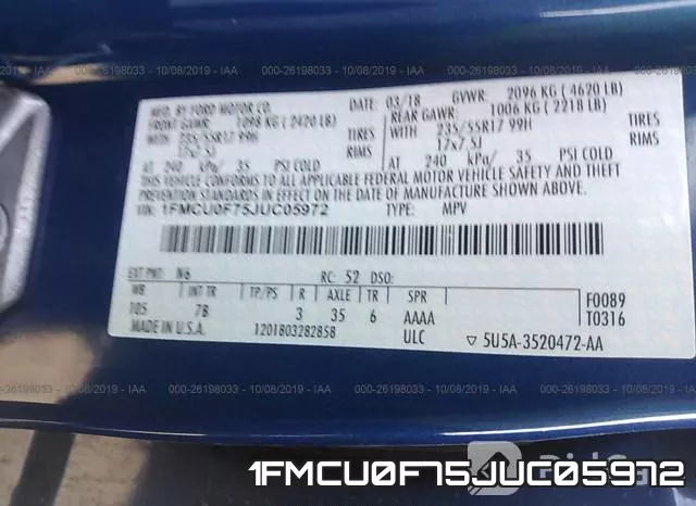 1FMCU0F75JUC05972 фото 9
