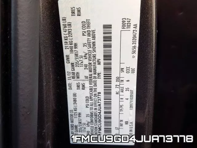 1FMCU9GD4JUA73778 фото 2