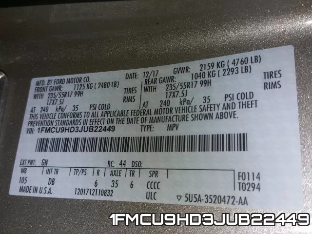 1FMCU9HD3JUB22449 фото 2