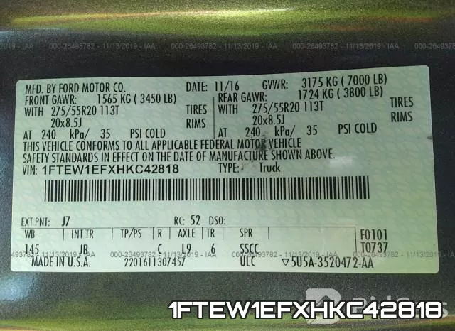1FTEW1EFXHKC42818 фото 9