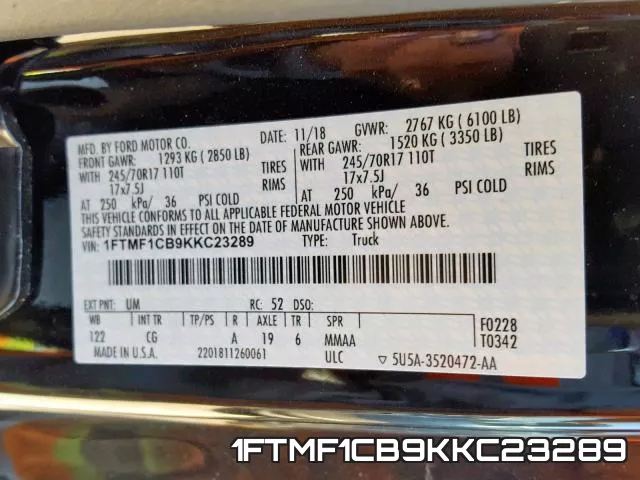 1FTMF1CB9KKC23289 фото 2