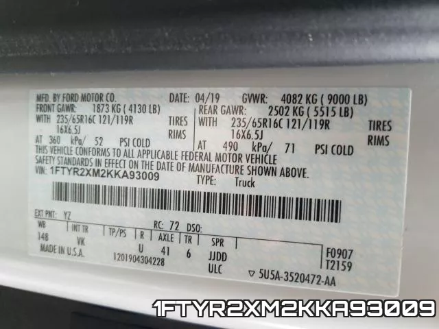 1FTYR2XM2KKA93009 фото 2