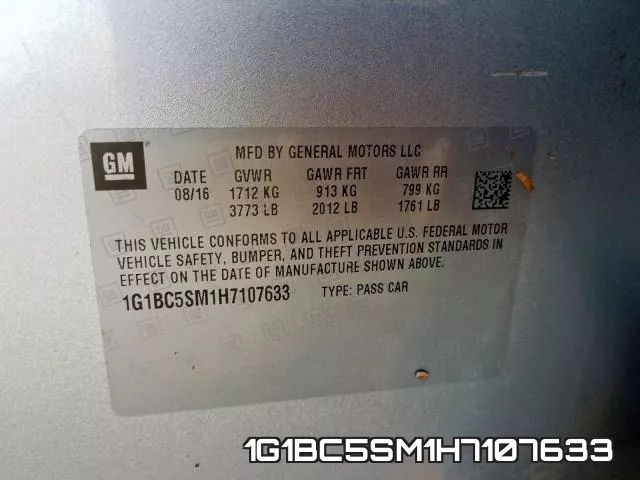 1G1BC5SM1H7107633 фото 2