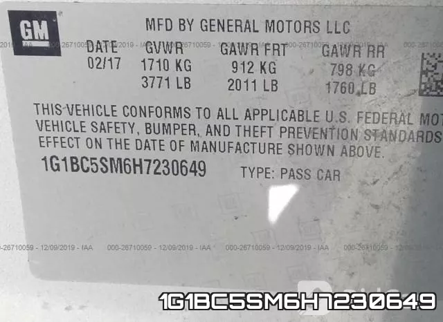 1G1BC5SM6H7230649 фото 8
