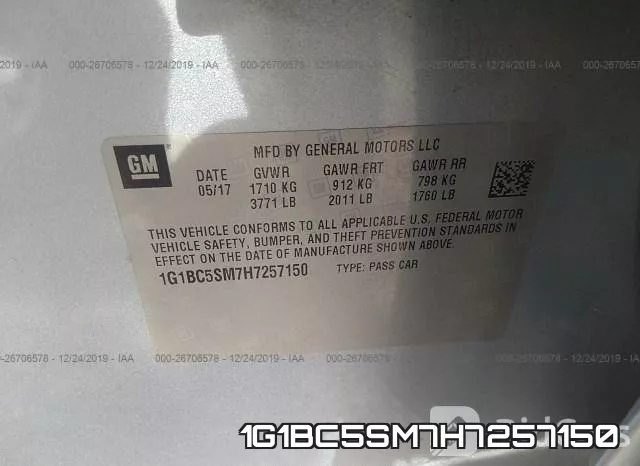 1G1BC5SM7H7257150 фото 8