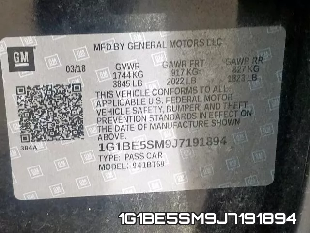 1G1BE5SM9J7191894 фото 2