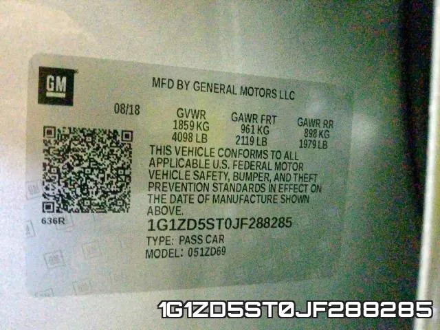 1G1ZD5ST0JF288285 фото 2