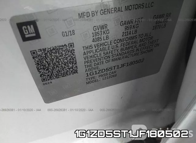 1G1ZD5ST1JF180502 фото 9