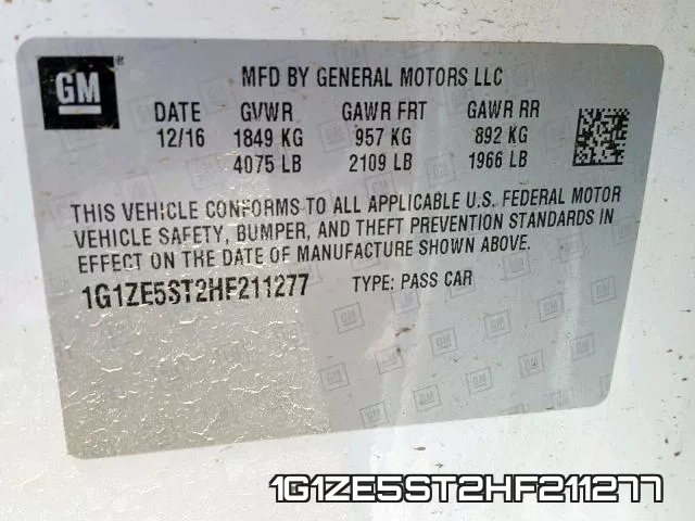 1G1ZE5ST2HF211277 фото 2