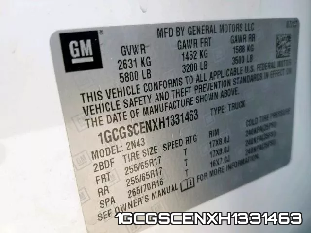 1GCGSCENXH1331463 фото 2