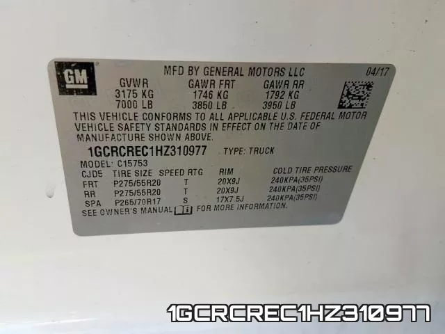 1GCRCREC1HZ310977 фото 2