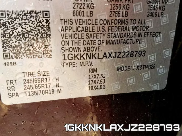 1GKKNKLAXJZ228793 фото 2