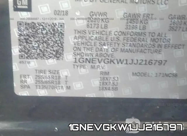 1GNEVGKW1JJ216797 фото 9