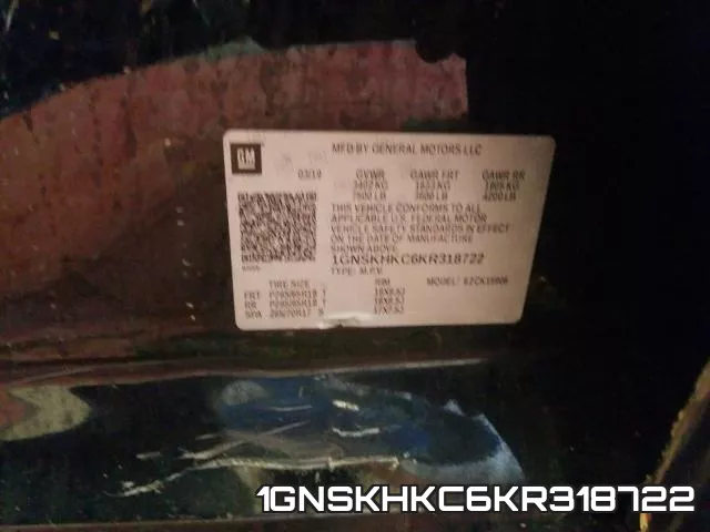 1GNSKHKC6KR318722 фото 2