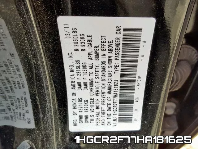 1HGCR2F77HA181625 фото 2