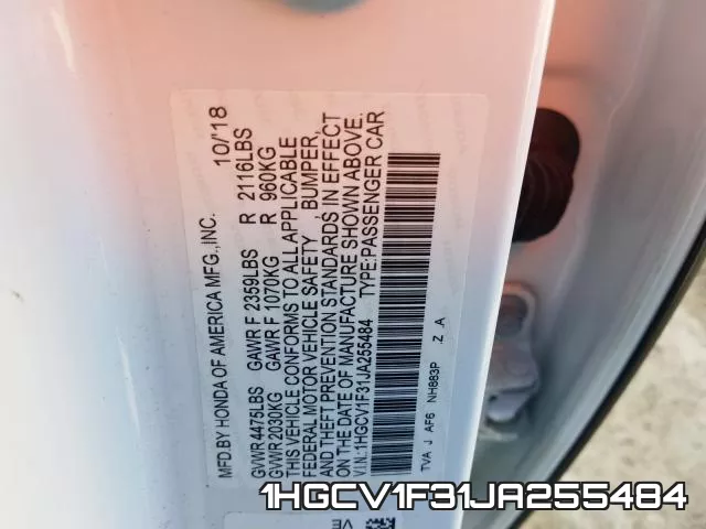 1HGCV1F31JA255484 фото 2