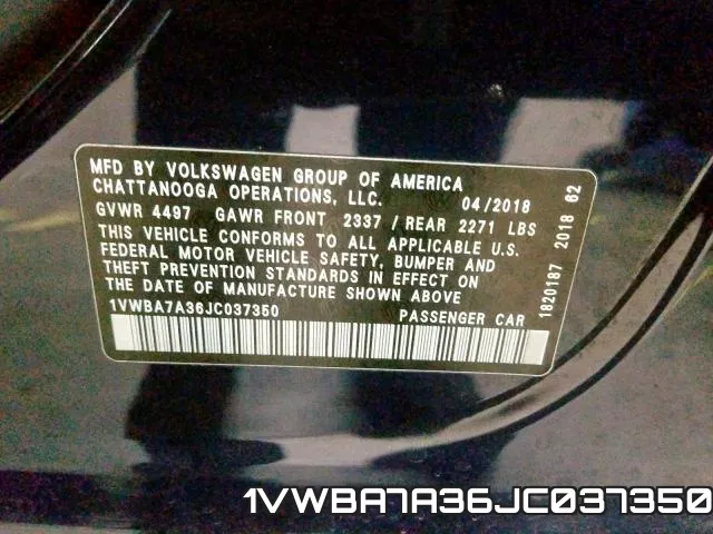 1VWBA7A36JC037350 фото 2