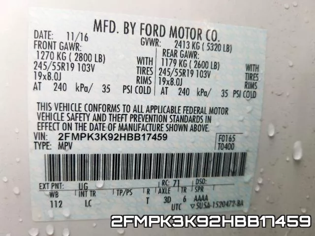 2FMPK3K92HBB17459 фото 2