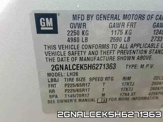 2GNALCEK5H6271363 фото 2