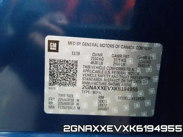 2GNAXXEVXK6194955 фото 2