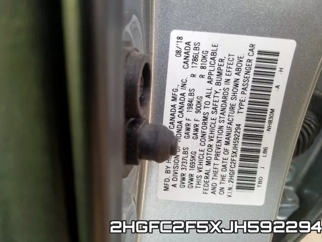 2HGFC2F5XJH592294 фото 2
