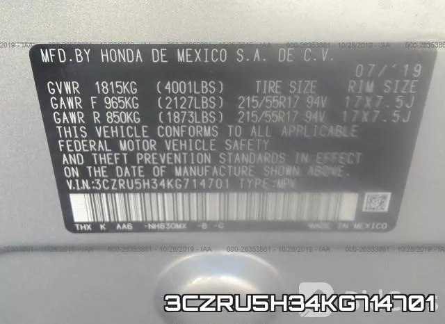 3CZRU5H34KG714701 фото 9