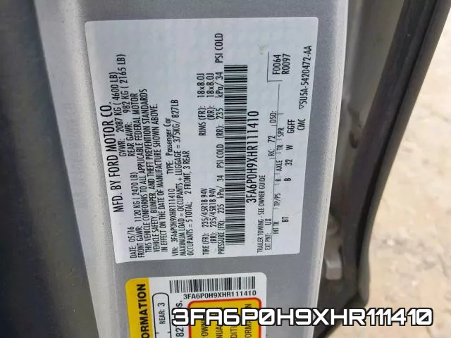 3FA6P0H9XHR111410 фото 2
