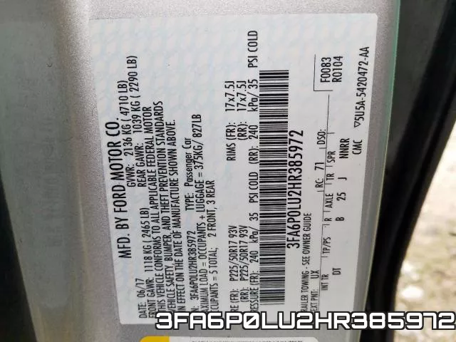 3FA6P0LU2HR385972 фото 2