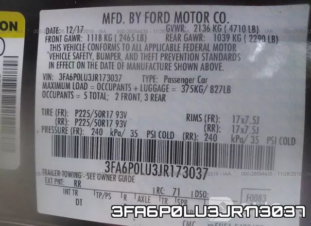 3FA6P0LU3JR173037 фото 7