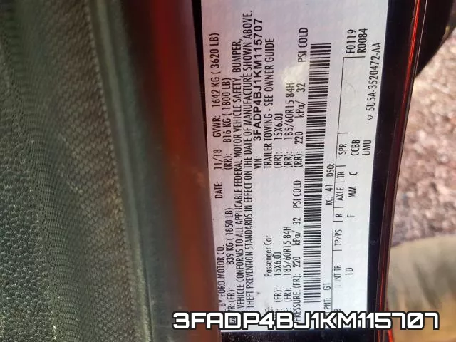 3FADP4BJ1KM115707 фото 2