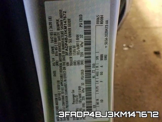 3FADP4BJ3KM147672 фото 2