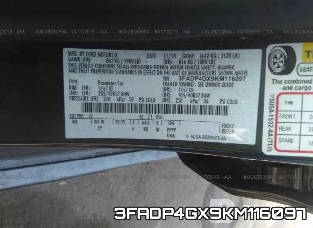 3FADP4GX9KM116097 фото 10
