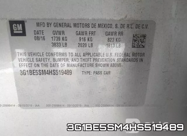 3G1BE5SM4HS519489 фото 9