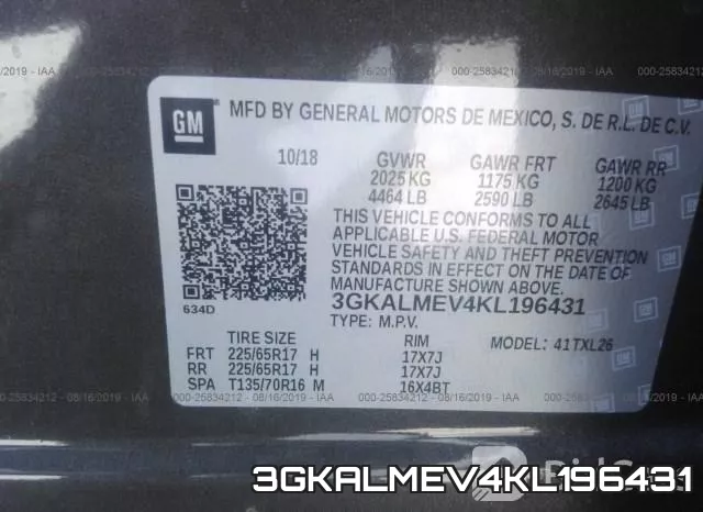 3GKALMEV4KL196431 фото 8